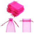 thumbnail image 1 of Bolsas de regalo SumDirect, 100 unidades, organza transparente, 10 x 15 cm, color rosa intenso, 1 of 7