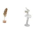 thumbnail image 1 of Escultura de hoja de metal, estatua de hoja de metal, figura de niña de ballet, decoración artística, adorno de escritorio con resina de hierro, mater, 1 of 8