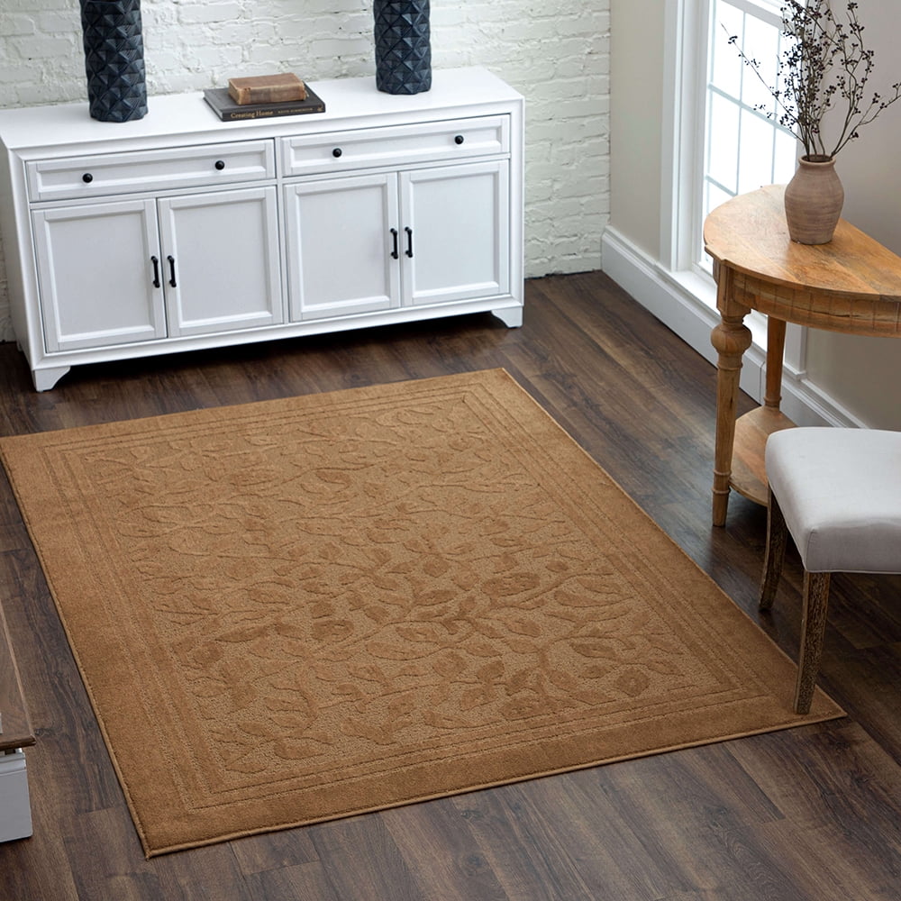 Mohawk Home Wisteria Floral Polyester Indoor Area Rug, Fresh Khaki, 5' x 7'