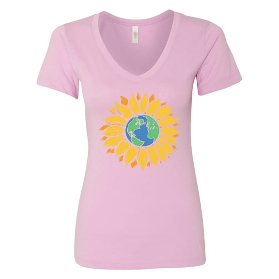 Inktastic Earth Sunflower Women's V-Neck T-Shirt