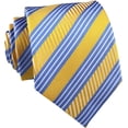 thumbnail image 1 of ORUYROP Cravate Formelle en Soie Tissée Jacquard Rayée Bleue Grise Classique pour Hommes, 1 of 4