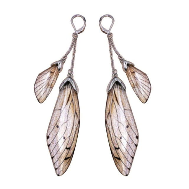 Fairy Cicada Butterfly Wings Earrings Fantasy Tassel Jewelry Gradient Colorful Rhinestone Sequins Long Drop Earrings