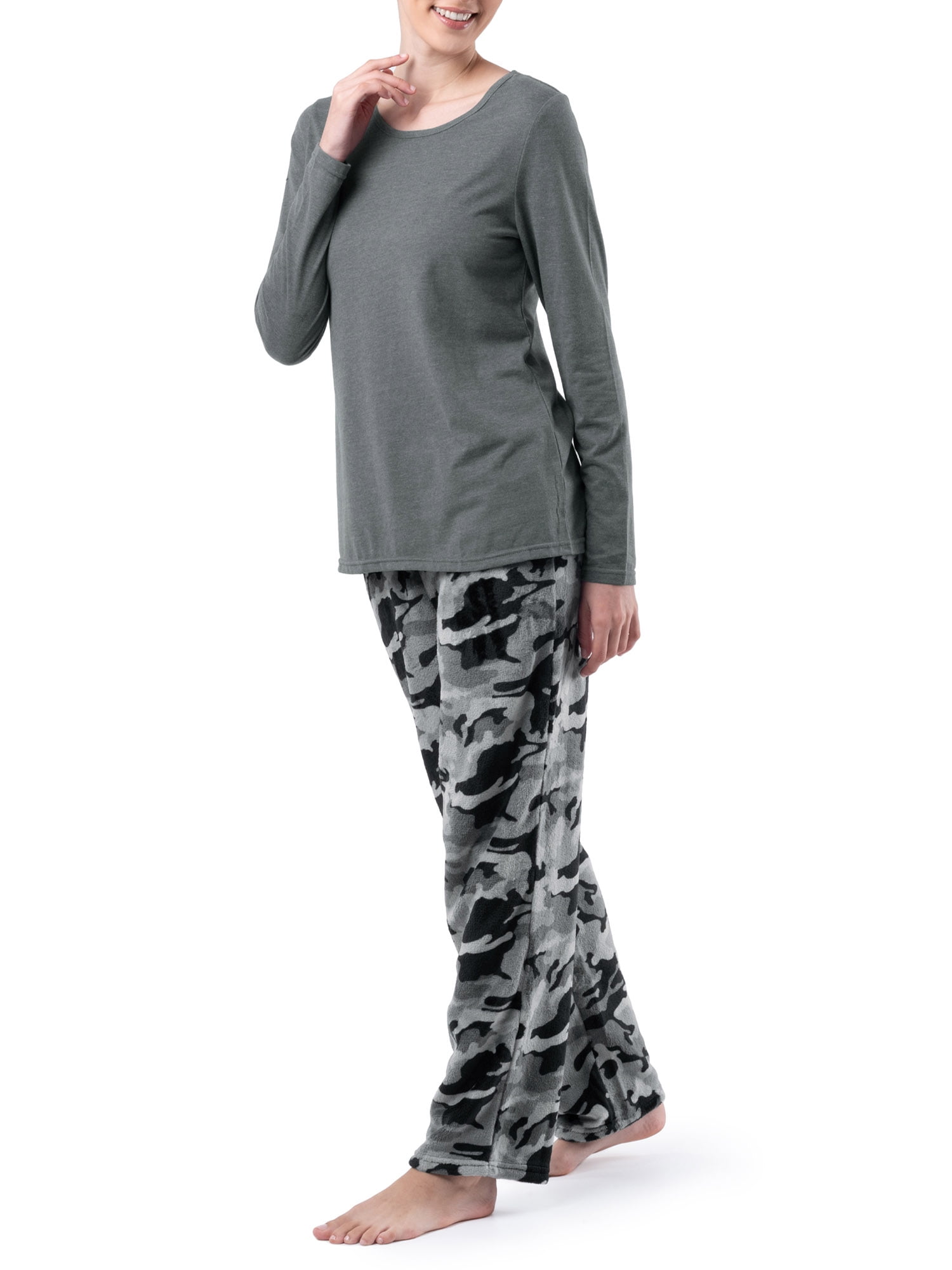 Fruit of the Loom Women's Beyond Soft Long Sleeve Top & Fleece Bottom Pajama Set, S-4X