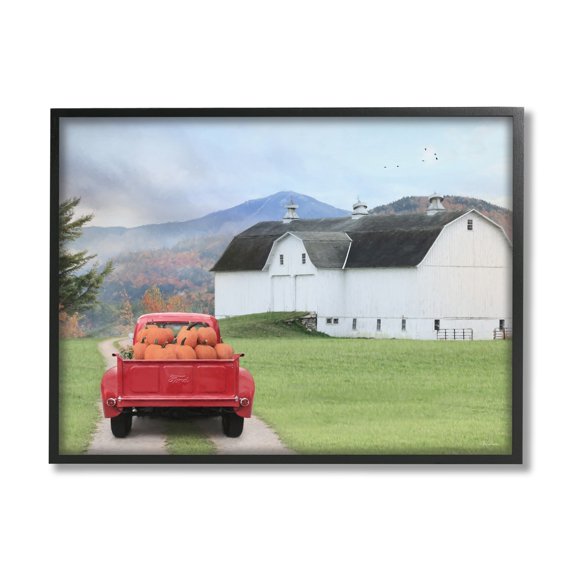 Stupell Industries Pumpkin Truck Driving Countryside Road Farmhouse , 20 x 16, Design by Lori Deiter