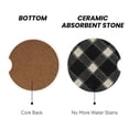 thumbnail image 3 of Round Ceramic Car Coasters 2 Pack Absorptive Clean Cork Bottom For Anti-Slip Use On Most Cars Argyle Plaid Dimgray_1, 3 of 8