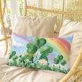 thumbnail image 4 of St Patrick's Day Pillow Covers, Linen Long Throw Pillow Case, Green Gnomes Shamrock Cloud Plants Rainbow Holiday Pillow Protector Decorative Cushion Cover for Living Room/Bedroom 24" x 36", 4 of 8
