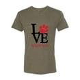 thumbnail image 2 of Wild Bobby, Love My Dog Stole My Heart Red Pawprints Pop Culture Mens Premium Tri Blend T-Shirt, Military Green, 2XL, 2 of 3