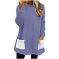 thumbnail image 2 of Antinious Womens Colorblock Crew Neck Long Sleeve Padded Warm Blouse with Pockets,Sweatshirt for Women,Going Out Tops for Women,Purple,XXXL, 2 of 5