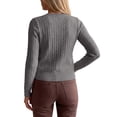 thumbnail image 4 of INSPIRE CHIC Women's Cable Knit Cardigan Crew Neck Long Sleeve Button Up Open Front Large Gray, 4 of 6