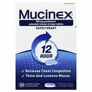 5 Pack - Mucinex 12-Hour Chest Congestion Expectorant Tablets, 20 Each