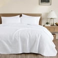 thumbnail image 2 of Chezmoi Collection Austin Queen Oversized Bedspread Set, 3-Piece Lightweight Microfiber Quilted Coverlet for All Seasons, White, 2 of 9
