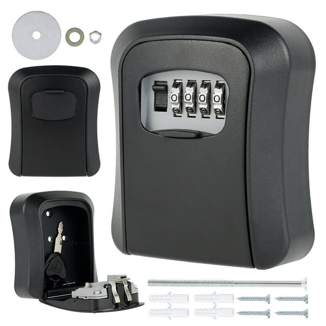 Caja de llaves, caja fuerte para llaves, caja fuerte para llaves para uso interior y exterior con cerradura de combinación