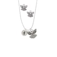 thumbnail image 2 of Delight Jewelry Silvertone Disc 1/2'' Number - 4 - Silver tone Guardian Angel Charm Necklace and Stud Earrings, 2 of 4