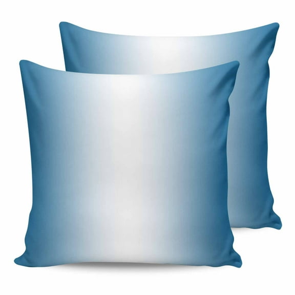 Outdoor Waterproof Throw Pillow Covers Set of 2 Ombre White Blue Decorative Pillowcases Square Outdoor Pillows Cushion Case 18x18 Inch Gradient Color Patio Pillows for Couch Sofa Bed Garden