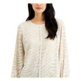 thumbnail image 3 of ALFANI Womens Ivory Animal Print Long Sleeve Scoop Neck Blouse Size: L, 3 of 4