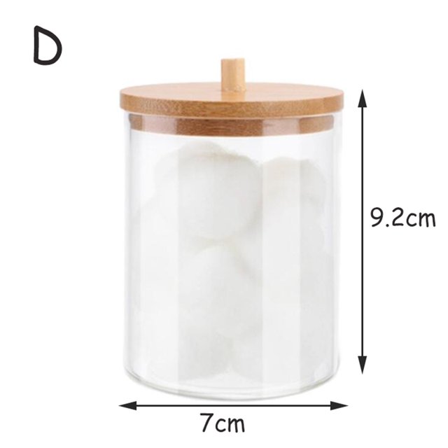 Caja de almacenamiento de acrílico para baño, organizador de maquillaje, soporte de almohadilla redonda de algodón, caja de hisopo de algodón, dispensador de soporte Qtip con tapa de Bambú