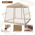 thumbnail image 7 of INTER HUT 10x10 Pop up Canopy Tent with Mesh Netting, Slant Leg Instant Screened House Gazebo, Beige, 7 of 7