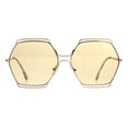 thumbnail image 2 of Hexagon Shape Sunglasses Womens Oversized Fashion Shades UV 400 Gold, Beige, 2 of 4