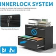 thumbnail image 4 of 2 Drawer Lateral File Cabinet, Metal Lateral Filing Cabinet for Home Office, Filing Cabinets for Letter/Legal/A4/F4 Hanging Files (Black), 4 of 12