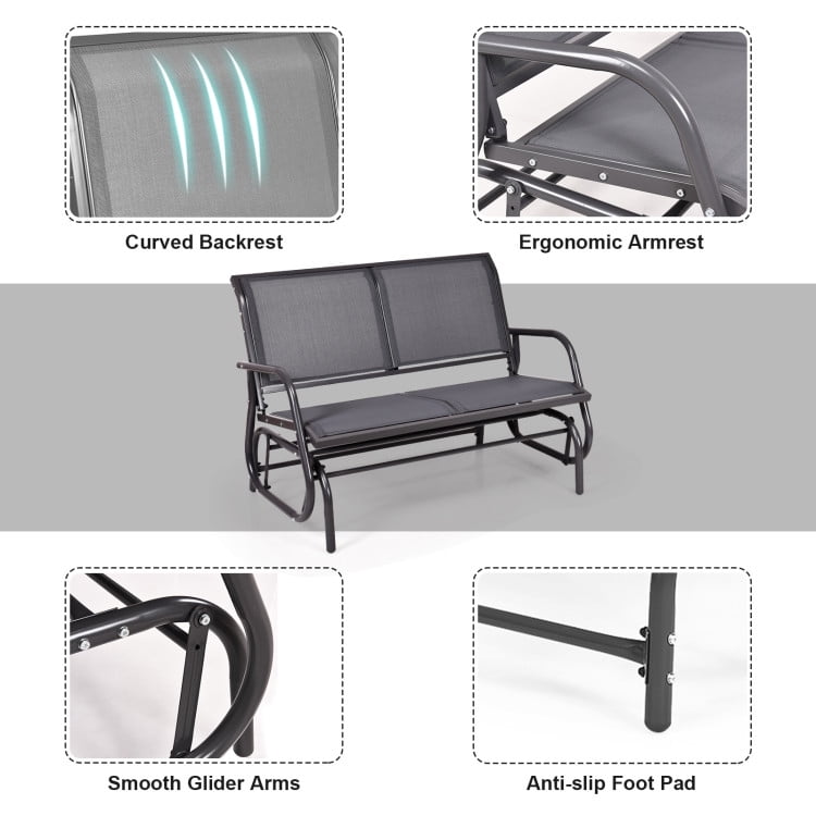 Aimee Lii Double Chair Outdoor, Patio Glider Bench, Porch, Backyard, Sturdy, Gray Aimee Lii Double Chair Outdoor, Patio Glider Bench, Porch, Backyard, Sturdy, Gray