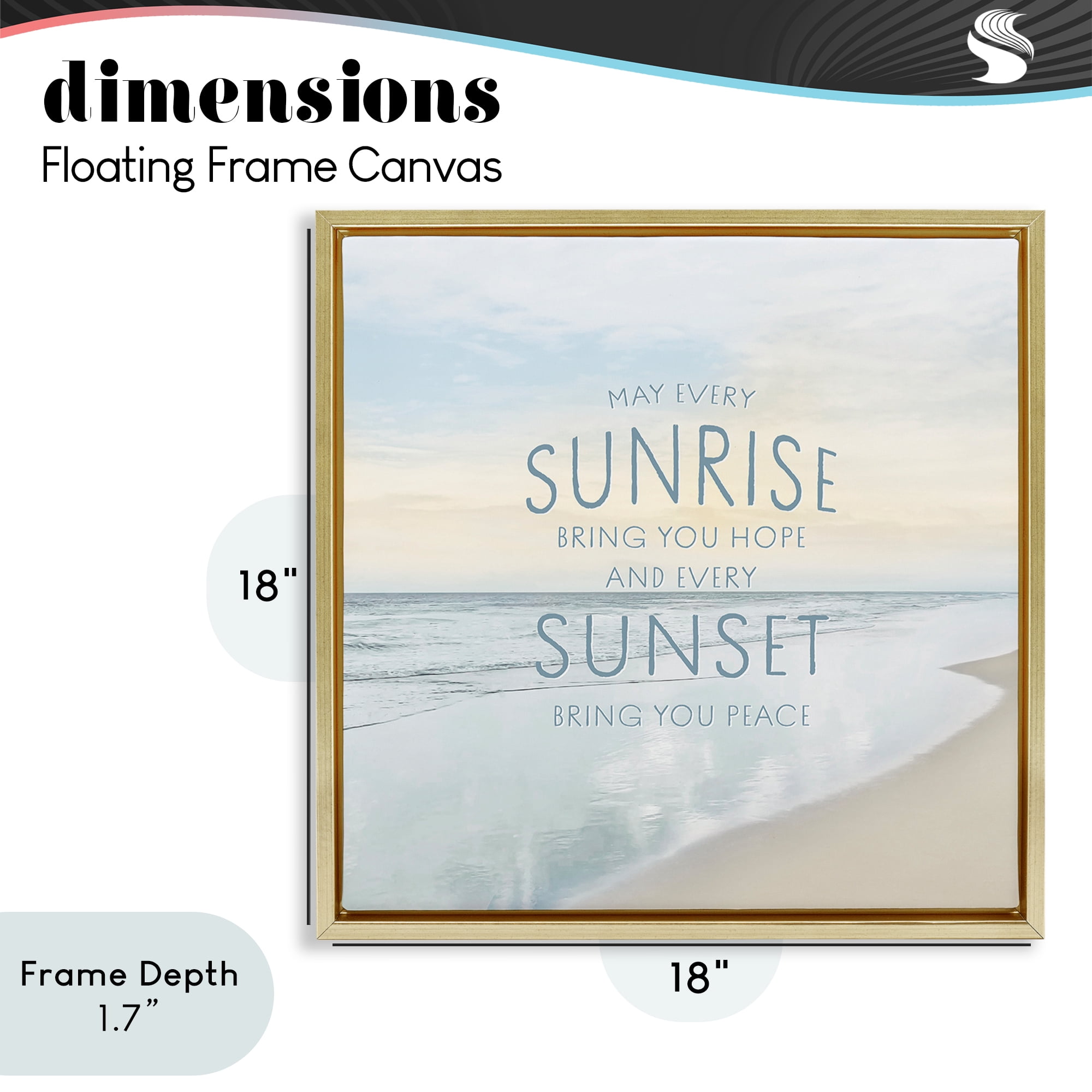Stupell Industries Sunrise & Sunset Statement Gold Framed Floater Canvas Wall Art, design by Natalie Carpentieri