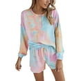 thumbnail image 3 of Doublju Women's Tie Dye Henley Sleep and Lounge Set (2-Piece), 3 of 4