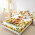 thumbnail image 4 of jejeloiu Cute Highland Cow Twin Sheet Sets,Yellow Sunflower Blossom Bedding For Girls Teens 3pcs, 4 of 7