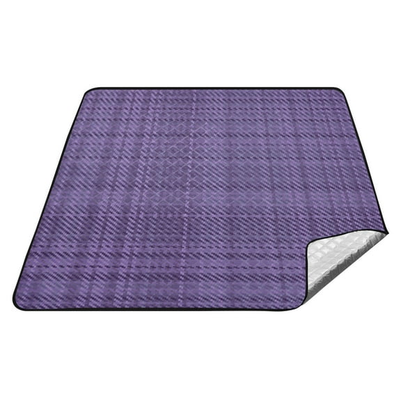 Purple Plaid Picnic Blanket Waterproof Beach Blankets Sandproof Large Mat with Storage Bag Camping Grass Travel Hiking Park 78"x78"