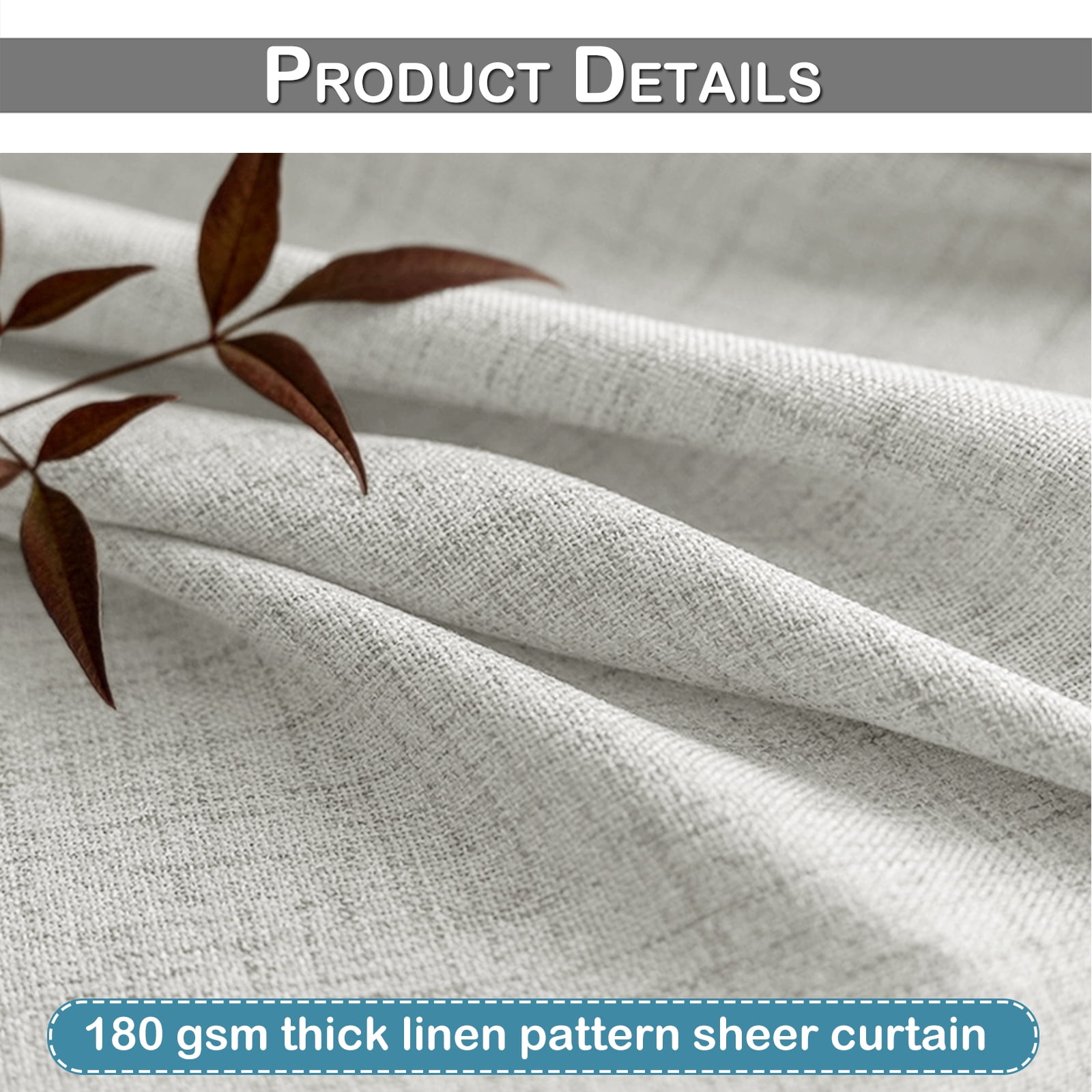 Lapalife Pinch Pleated Sheer Curtains 84 inches Long 2 Panels Set, Linen Pattern Light Filtering Sheer Curtain for Living Room Bedroom with Hooks and Rings, Light Gray, 40"x 108"