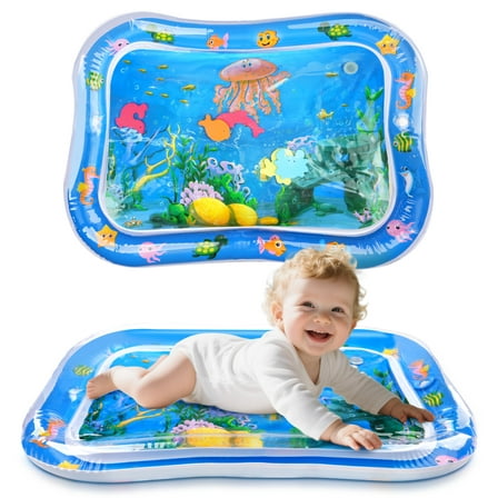 Tummy Time Water Mat,Inflatable Baby Play Mat for Newborn Infant 3 to 24 Month Boy Girl,Promoting Baby Motor and Sensory Development,Great Gift Idea,Blue