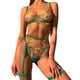 thumbnail image 1 of Gibobby Conjunto ropa interior mujer Conjuntos de Lencería Sexy para Mujer Brasier de Encaje Flores Sujetador Abierto Tanga G-String Thong Ropa Interior Pijama(Verde, G), 1 of 5