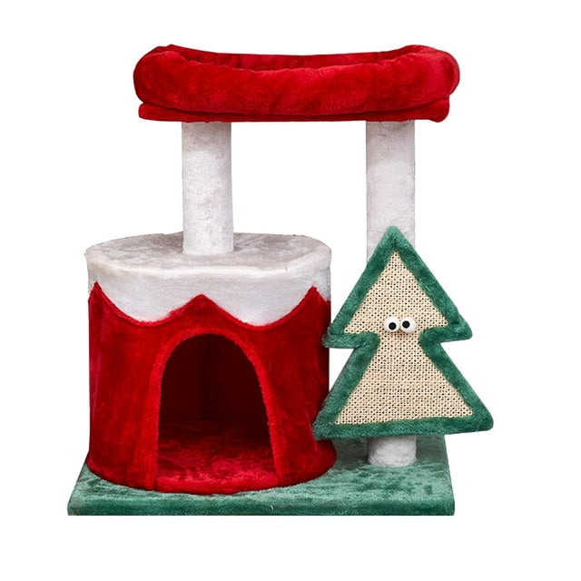 Esquirla Cat Activity Tree, Cat Exercise , Christmas Themed Cat Scratch Board, Cat House, for Activity Center Play Rest 50x40x60cm