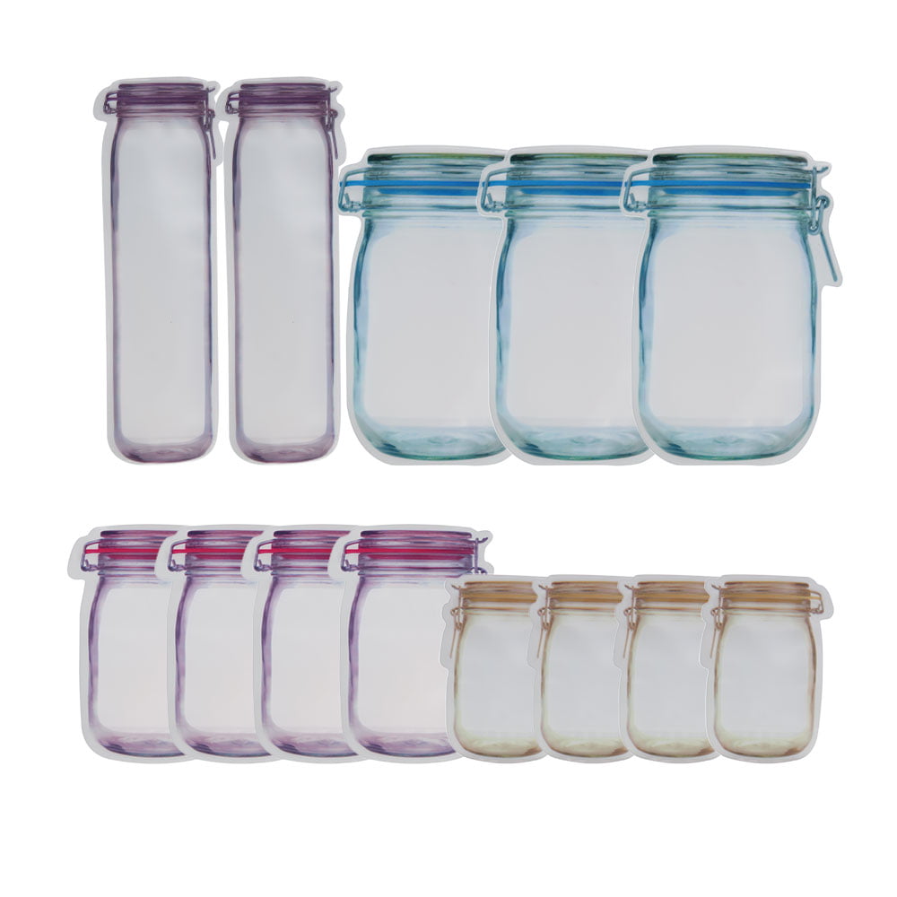 Reusable Mason Jar Bottles Food Bags Fresh Food Storage Bag Snacks Zipper Pouch