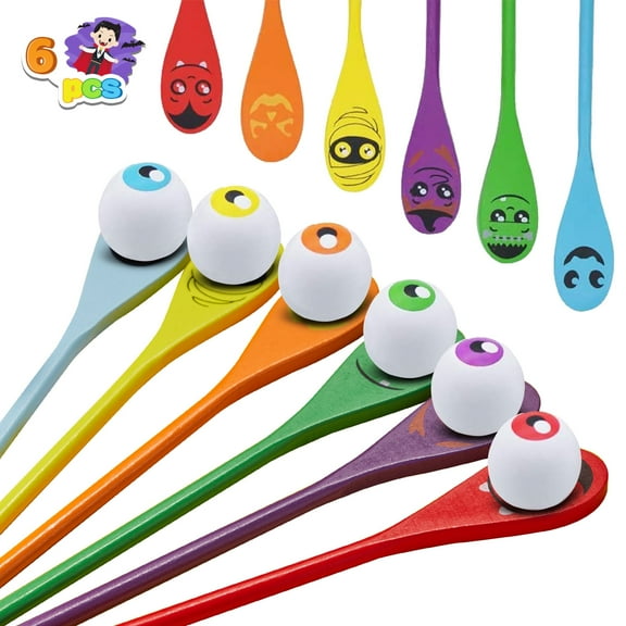 Joyfy 6 Packs Halloween Spoons Game Set,Eyeballs and Spoons Race Party Favors for Kids,Halloween Prizes,Halloween Activities for Kids