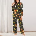 thumbnail image 2 of Pajamas for Women Set - Hockey sticks Dark gray Comfy Long Sleeve Button Up Pajama Sets for Women 2 Piece, Soft Sleepwear Nightwear Pjs Lounge Sets for Women with Pockets, 2 of 6