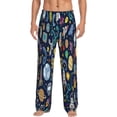 thumbnail image 2 of Picia Colorful Space Mens Soft Woven Cotton Elastic Waistband Sleep Pajama Pant Lounge Sleep Pant With Pockets And Drawstring-Large, 2 of 9