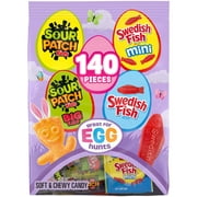 SOUR PATCH KIDS and SWEDISH FISH Soft & Chewy Easter Candy Variety Pack, 140 Snack Packs