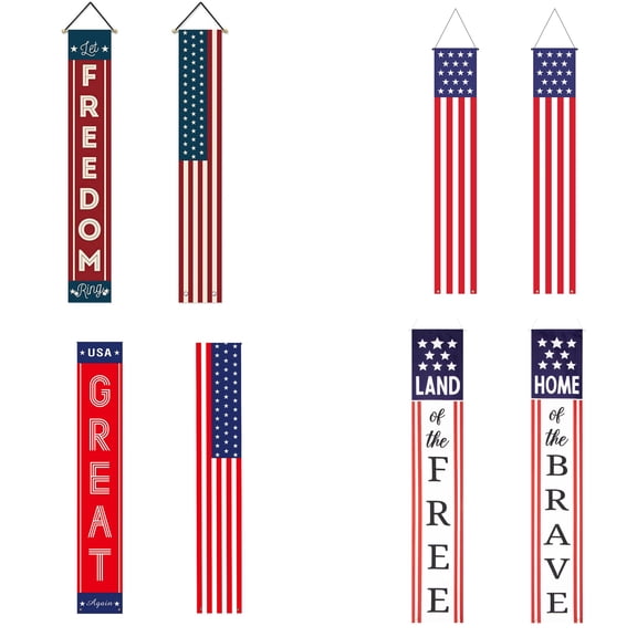 NovaStitch 4th of July Patriotic Decor Door Banner USA Independence American Flag Banners Hanging Decorations American Flag Banners Porch Sign for Yard Indoor Outdoor Supplies