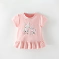 thumbnail image 2 of Bainana Girls Dress Tops Toddler Bunny Print Short Sleeve Crew Neck Shirts Comfortable Casual Little Girls Easter Summer T-Shirt Light Pink Size 4-5 Years, 2 of 7
