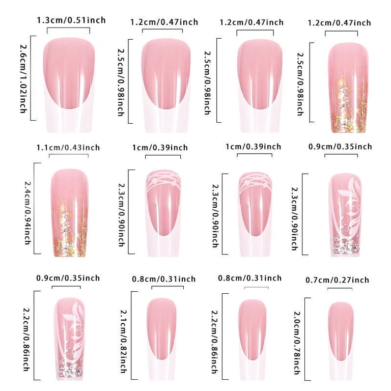 Yoyauz 24PCS French Pointed Nail, Short Fake Nail, Square Needle