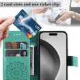 thumbnail image 2 of TECH CIRCLE for iPhone 16 Pro Max Case 6.9" 2024, PU Leather Flip Wallet Case with Stand Function, Built-in Card Slots & Cash Pocket, Lightweight Protective Slim Cute Flower Cover with Lanyard, Green, 2 of 8