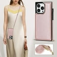 thumbnail image 6 of Crossbody Wallet Case for iPhone 14 Pro Max 6.7 inch, Kickstand with Adjustable Removable Lanyard Neck Strap Case Card Holder Case Shockproof Cover Magnetic Clasp Cover Flip Case -Rose Gold, 6 of 14