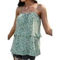 thumbnail image 4 of Femmes Boho Floral Tie Front Sleeveless Ruffle Layered Cami Top, 4 of 7
