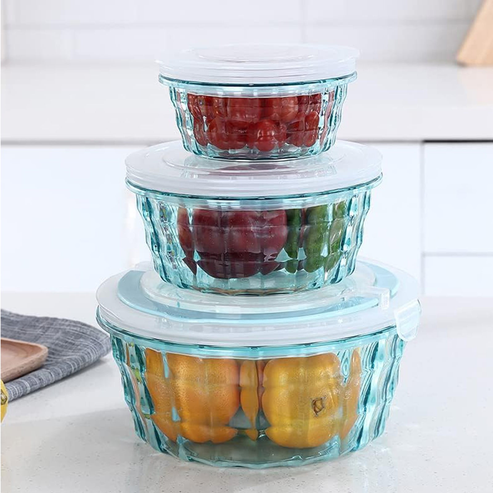 Clear Food Storage Containers with Tureen Bowl Airtight Seal for Cereal Oatmeal Fresh Produce Kitchen Organization