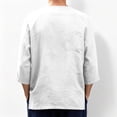 thumbnail image 6 of Men Linen Shirts Summer 3/4 Sleeve Tops Plus Size V Neck Gauze Blouses Dressy Casual Loose Clothes,White,XL, 6 of 8
