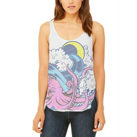 Pink Octopus Master Of The Seas Juniors Flowy Side Slit Tank Top Multi MD