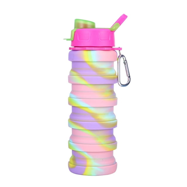 Soidarity Taza de agua plegable de 500ml, botella de agua plegable de silicona para ciclismo, hervidor de viaje, portátil, para acampar al aire libre, Ciclismo rosa portátil Soidarity OD001093-01