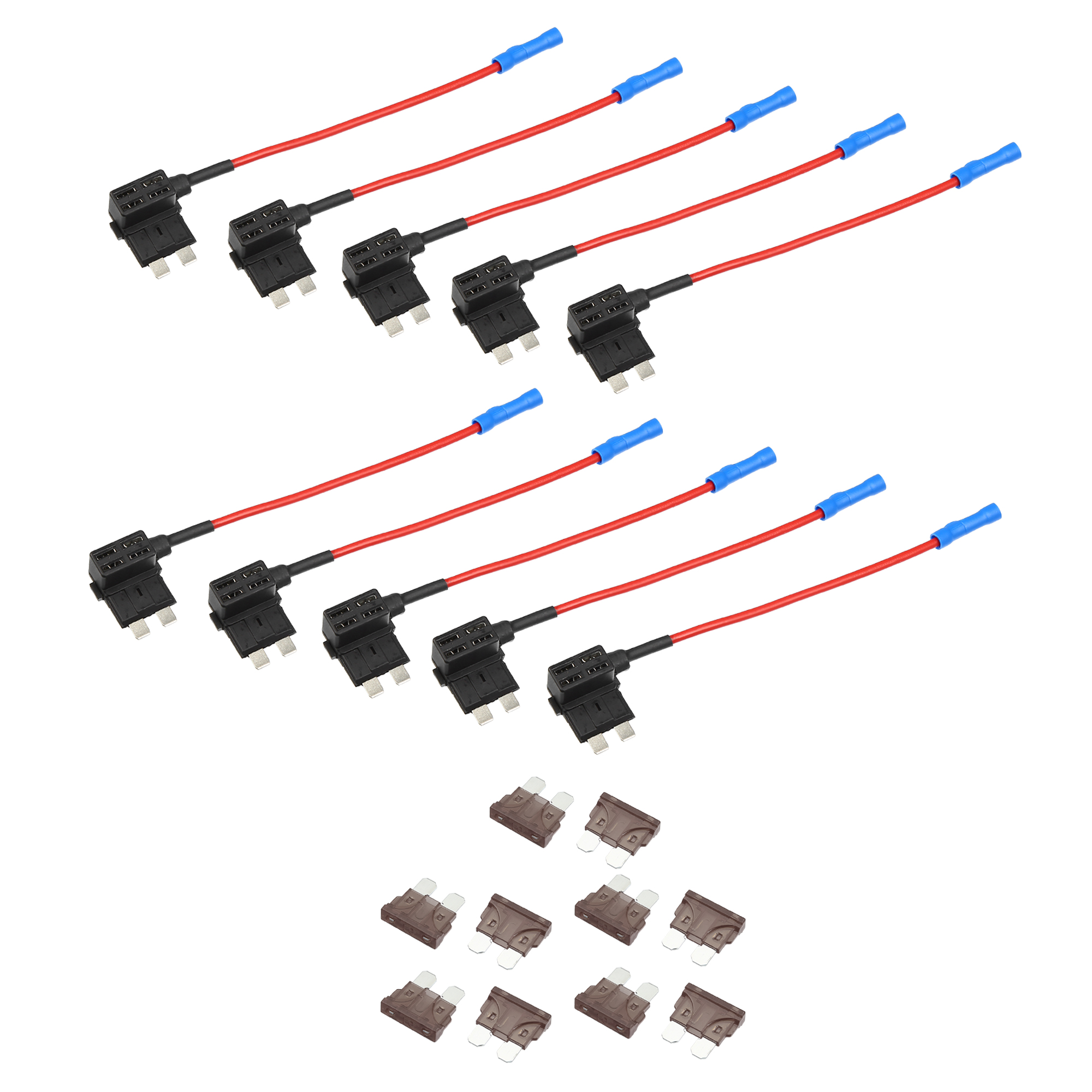 32V 10pcs Standard Fuse Adapter Tap Fuse Kit with 10pcs 7.5A Blade