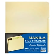 BAZIC Manila File Folder 1/3 Cut Letter Size, Left Right Center Tabs, 9-Count