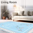 thumbnail image 2 of ODIKA 6'x9' Machine Washable Non-Slip Area Rug, Early Development Floor Cover with Phonics Arithmetic Celestial Bodies Climate High Traffic Rug with Pad, Blue, 695074, 2 of 8